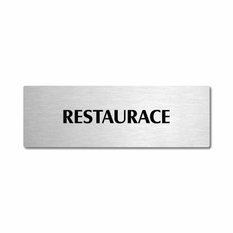 Restaurace, stříbrná popiska na dveře